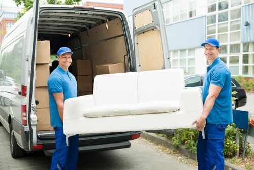 Secure furniture storage unit in Kingsbury with wrapped household items