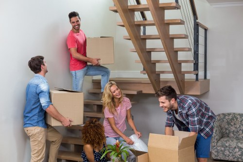 Stacked boxes in Kingsbury storage space
