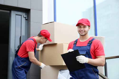 Organized household items in a storage unit