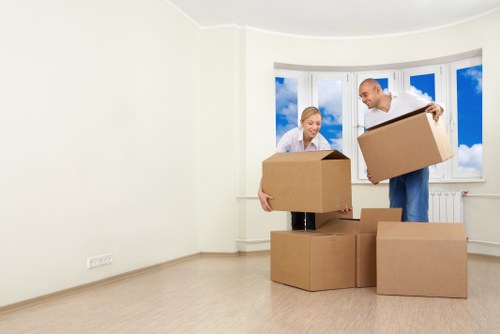 Boxes and furniture prepared for a small removal service
