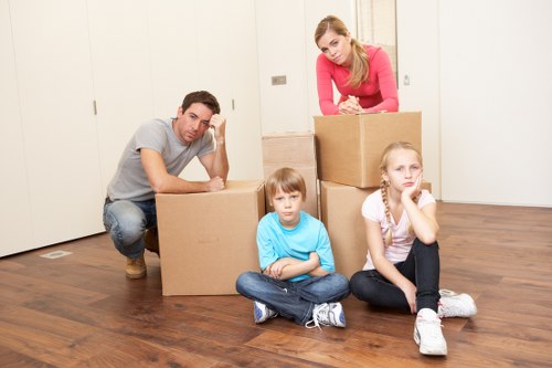 Organized boxes and furniture in a Kingsbury storage unit