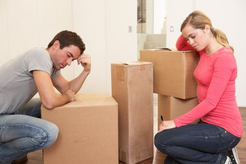 Packed moving boxes ready for removals in Kingsbury